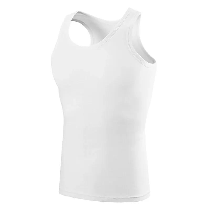 Gilet basique en coton pour hommes, couleur unie, Slim, exercice, T-shirt absorbant la sueur, fond c