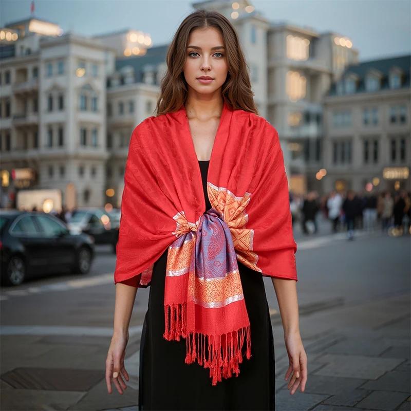 2025 nouveau luxe automne cachemire Pashmina châles femmes chaud Jacquard foulards dame Wrap Foulard