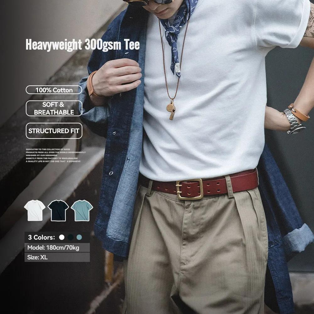 2023 Maden été solide 300g coton T-shirts hommes unisexe surdimensionné T-shirts à manches courtes l