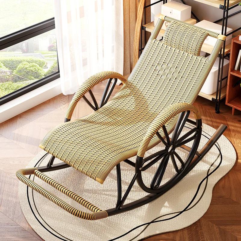Chaise à bascule en rotin chaise inclinable adulte chaise inclinable à bascule balcon maison loisirs