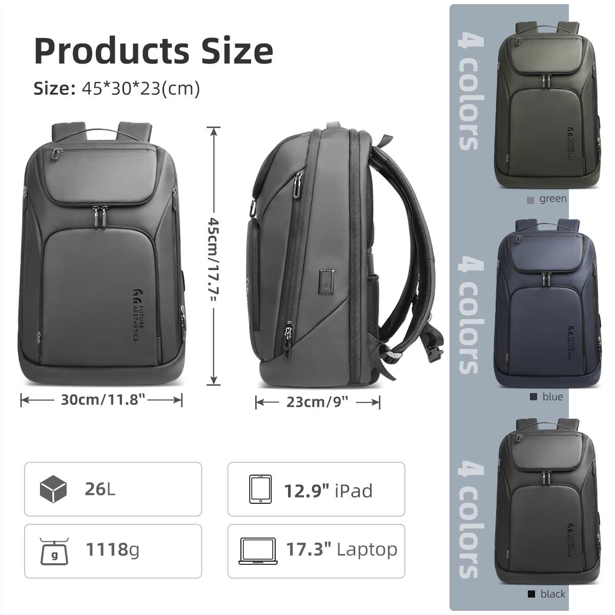 Ian-Sac à dos d'affaires de voyage pour homme, sac à dos pour ordinateur portable 17 pouces, sac à d