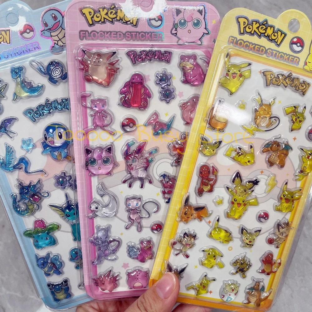 Autocollants 3D en résine Anime Pokemon mignons, autocollants en gelée Pikachu Kawaii, autocollants