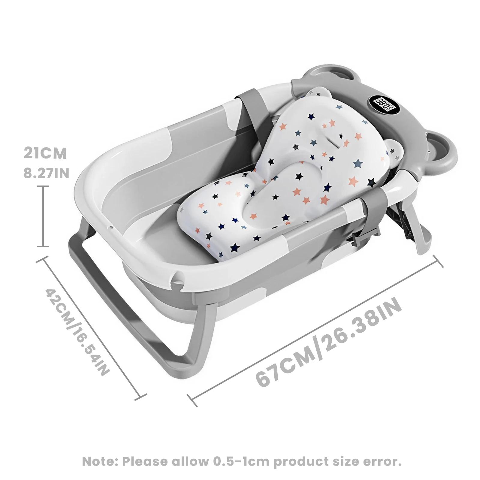 Baignoire de voyage portable, baignoire pliable pour bébé, avec thermomètre et 1 coussin flottant do
