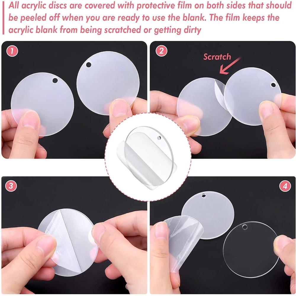 Porte-clés transparents, disques circulaires transparents, vierges en acrylique, en vrac pour porte-