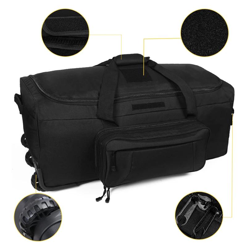 Sac polochon tactique de grande capacité 124l, bagages roulants pour Camping robuste, randonnée, val