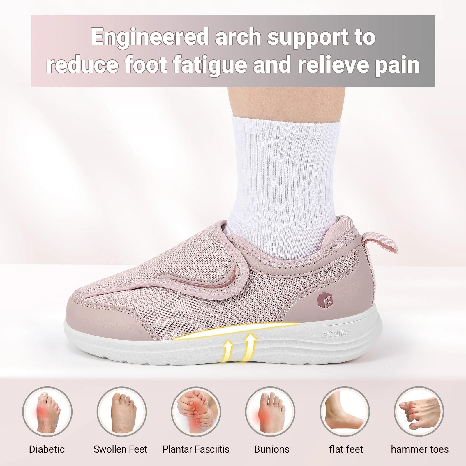 Fittington – chaussures pour diabétiques pour femmes, larges bretelles entièrement réglables, ailes