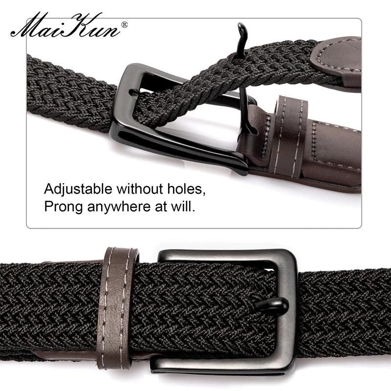 MaiKun 2 pièces toile hommes ceintures mode élastique métal boucle ardillon militaire tactique surél