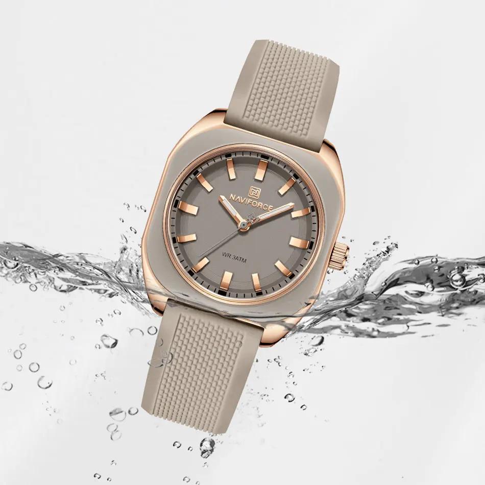 NAVIFORCE mode femmes décontracté élégant Simple polygone Quartz Silicone montre cadeau pour femmes
