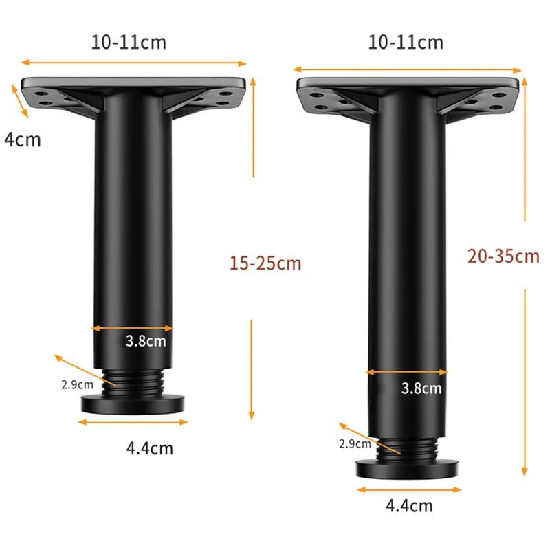 Support de lit réglable télescopique noir, 1 pièce, pied de meuble en plastique renforcé, pied de ca