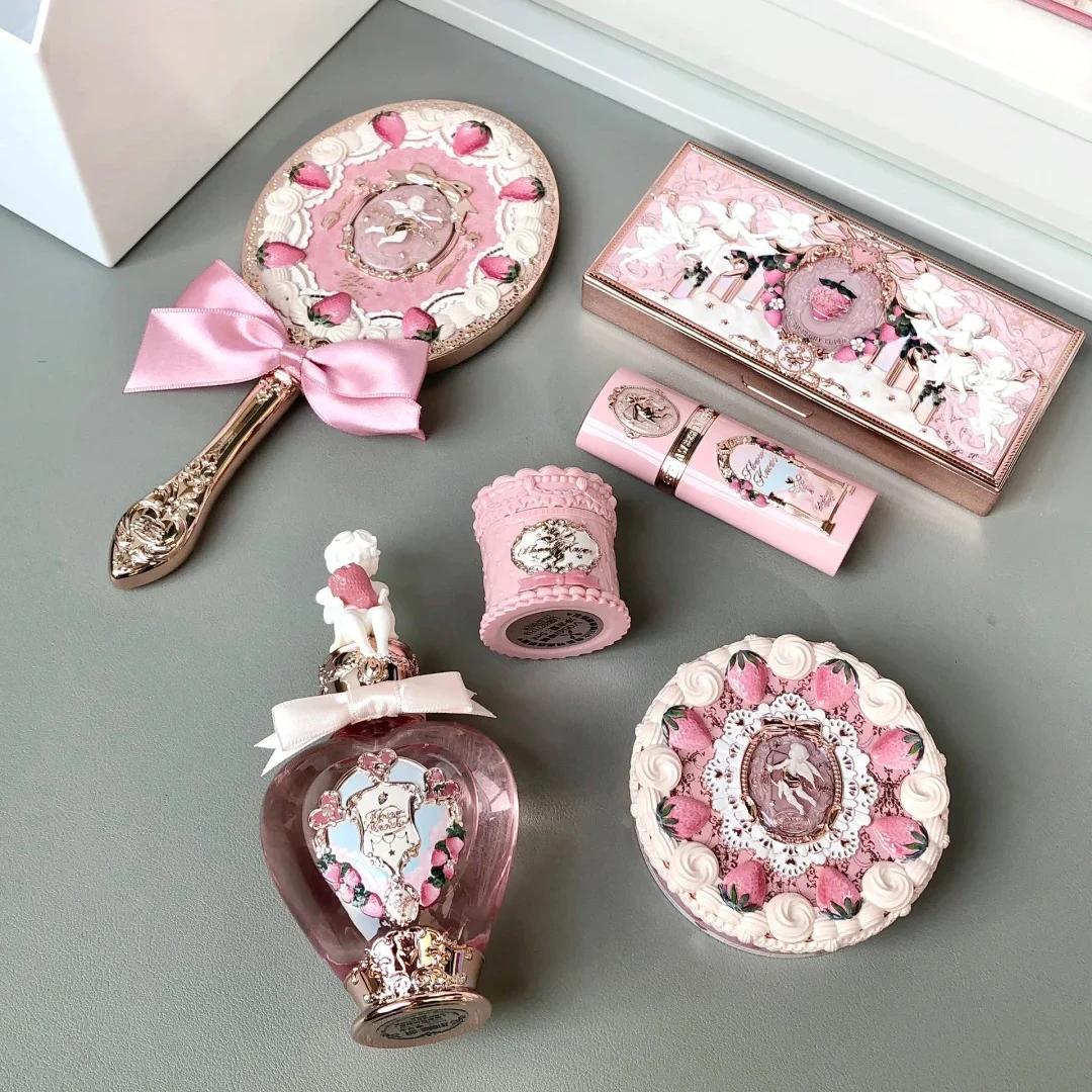 Flower Knows Rouge à Lèvres Matte Blush Liquide Set Fraise Cupidon Poudre Pressée Tenue Longue Crème