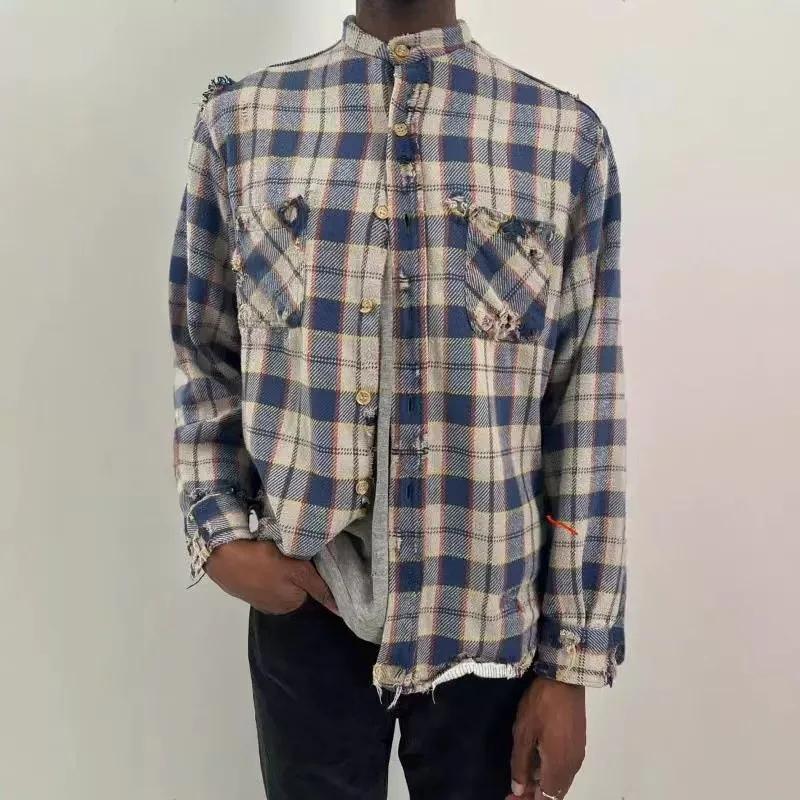 Firmranch – chemise déchirée à carreaux pour hommes et femmes, nouvelle mode coréenne, destinez à fa