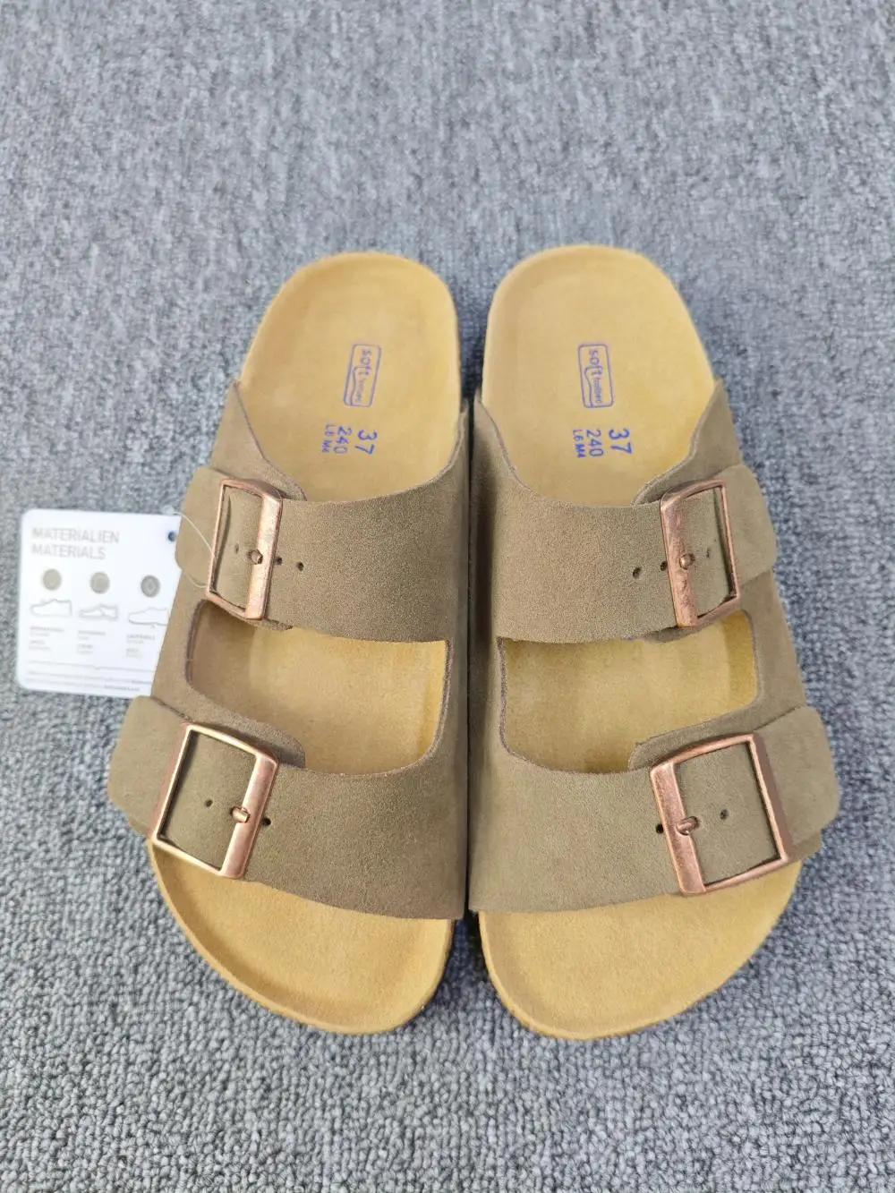 Sandales plates de plage unisexes style vintage à double boucle avec semelle intérieure en liège – C