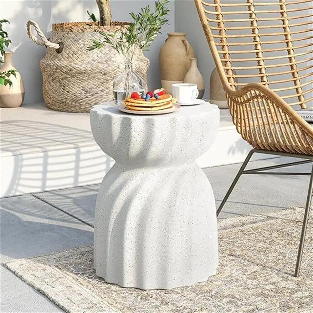Table d'appoint contemporaine en béton léger, sablier, table d'appoint, tabouret de jardin pour salo
