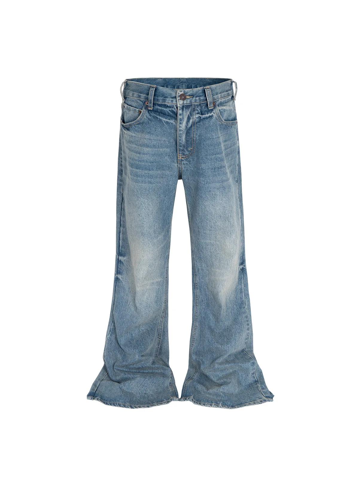 MIJKO Harajuku Streetwear lavé Vintage solide jean hommes Y2K droit Baggy Flare pantalon unisexe déc