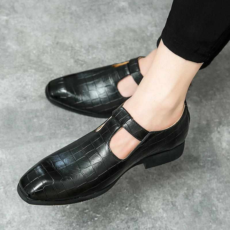 Mocassins en cuir PU faits à la main pour hommes, chaussures provoqué