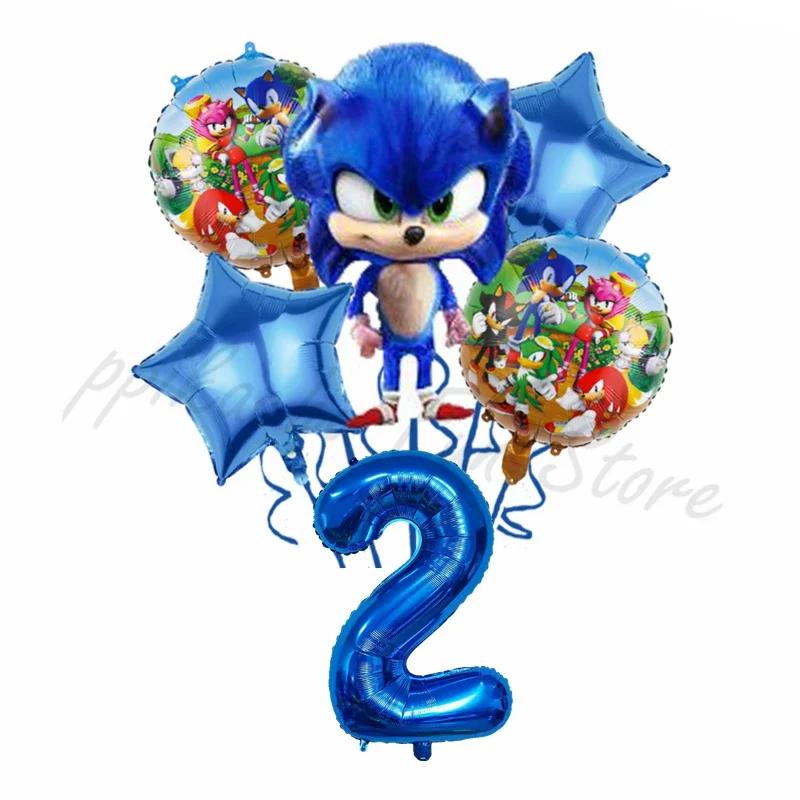 Ensemble de ballons combinés numériques sur le thème du sonique bleu, décoration d'anniversaire, cad