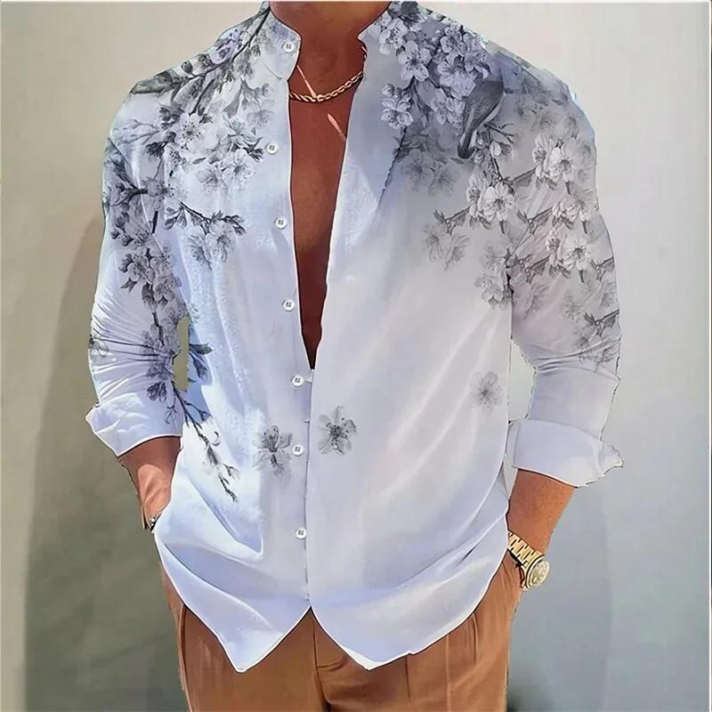 Chemise imprimée à manches longues pour hommes, haut décontracté et confortable, vêtements de rue en