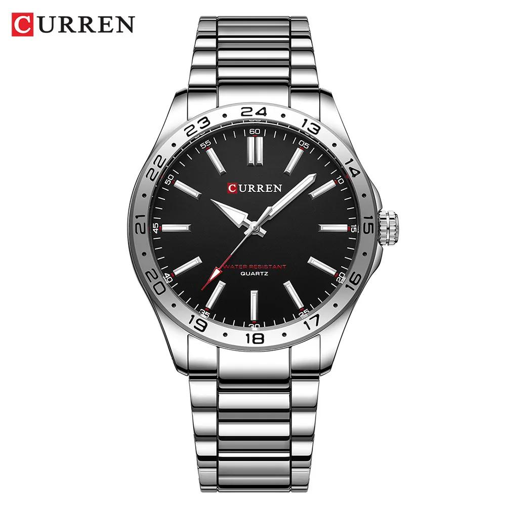 CURREN 8452 hommes montre à Quartz Simple mode loisirs affaires horloge noir argenté bracelet en aci