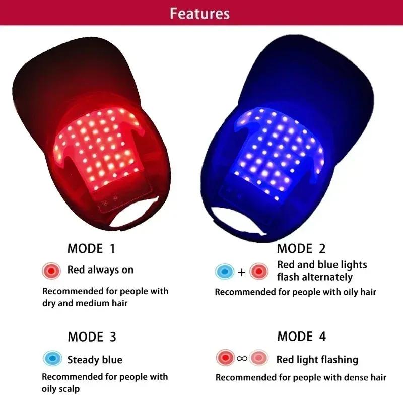 Bonnet de thérapie à la lumière rouge LED, casque de croissance des cheveux, chapeau laser à Diode,