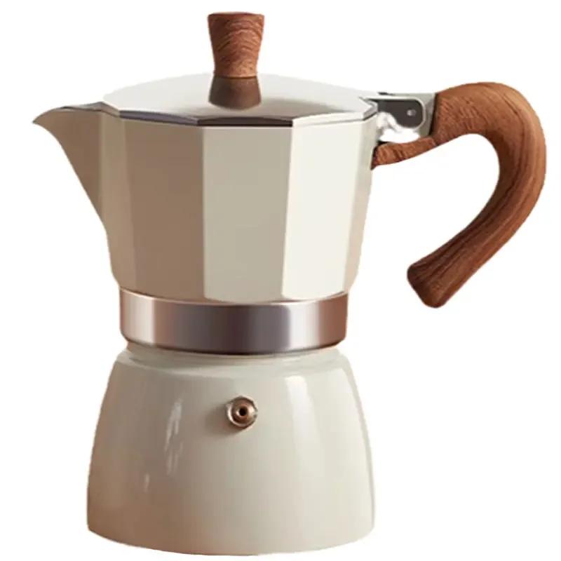 Machine à expresso Vintage avec manche en bois, Pot Moka de 150ml 300ml, outils de café italien clas