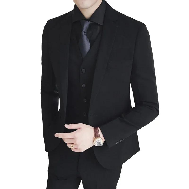 Nouveau Style costumes (Blazer + gilet + pantalon) hommes mode affaires mariage Gentleman complet en