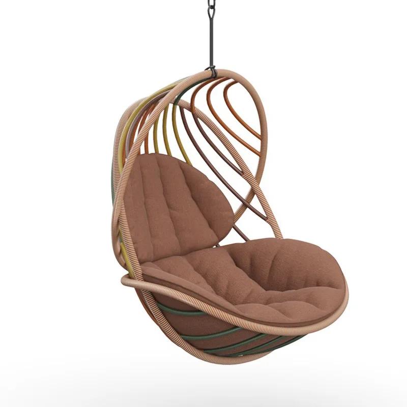 Chaise pivotante suspendue en forme d'œuf en osier et rotin, chaise pivotante suspendue à la mode