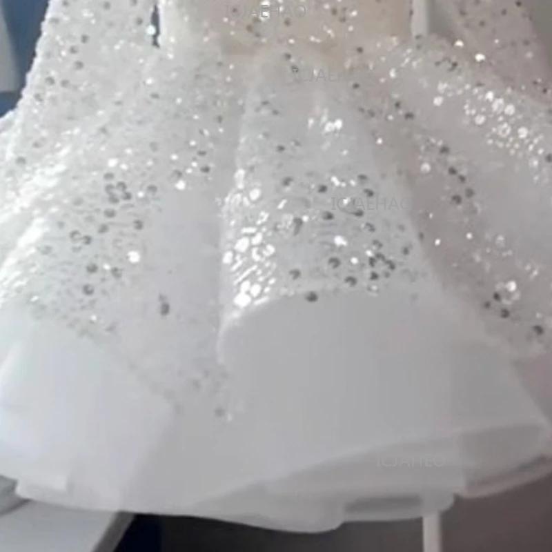 Robe de princesse blanche à sequins pour enfants, tenue de cérémonie pour filles, robe de demoiselle