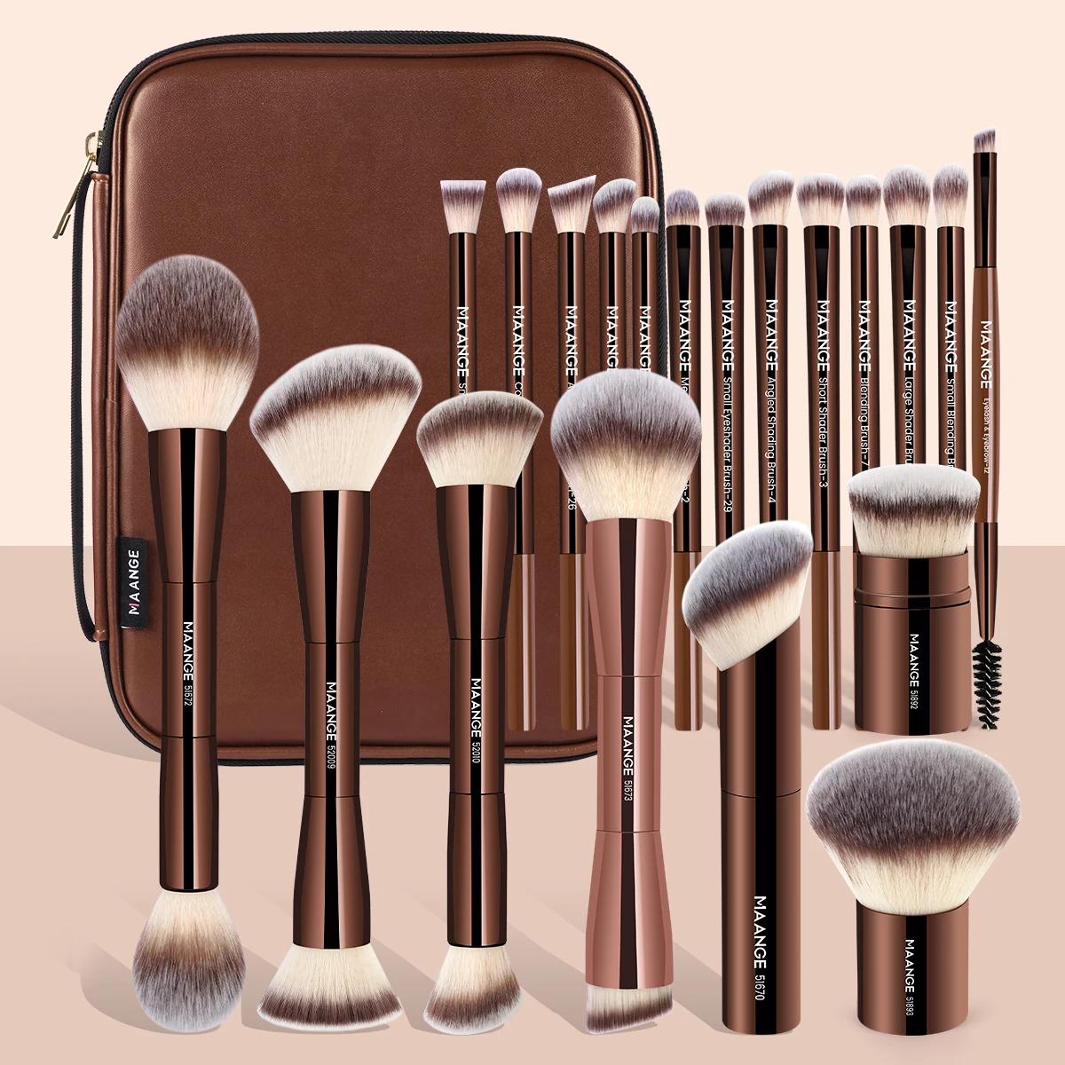 MAANGE Pro Kit de pinceaux de maquillage 20 pièces pinceaux avec sac de rangement double extrémité f