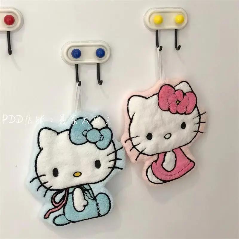 Serviette à main Sanrio Hello Kitty en velours corail, absorbante, à suspendre, petite serviette mig