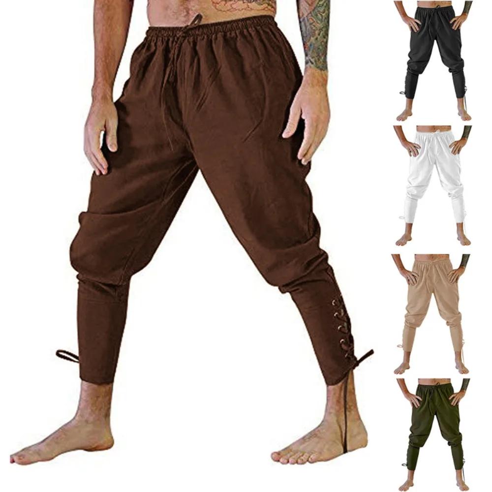 Pantalon Pirate Viking pour hommes, pantalon médiéval de la Renaissance, short à cordon de serrage,