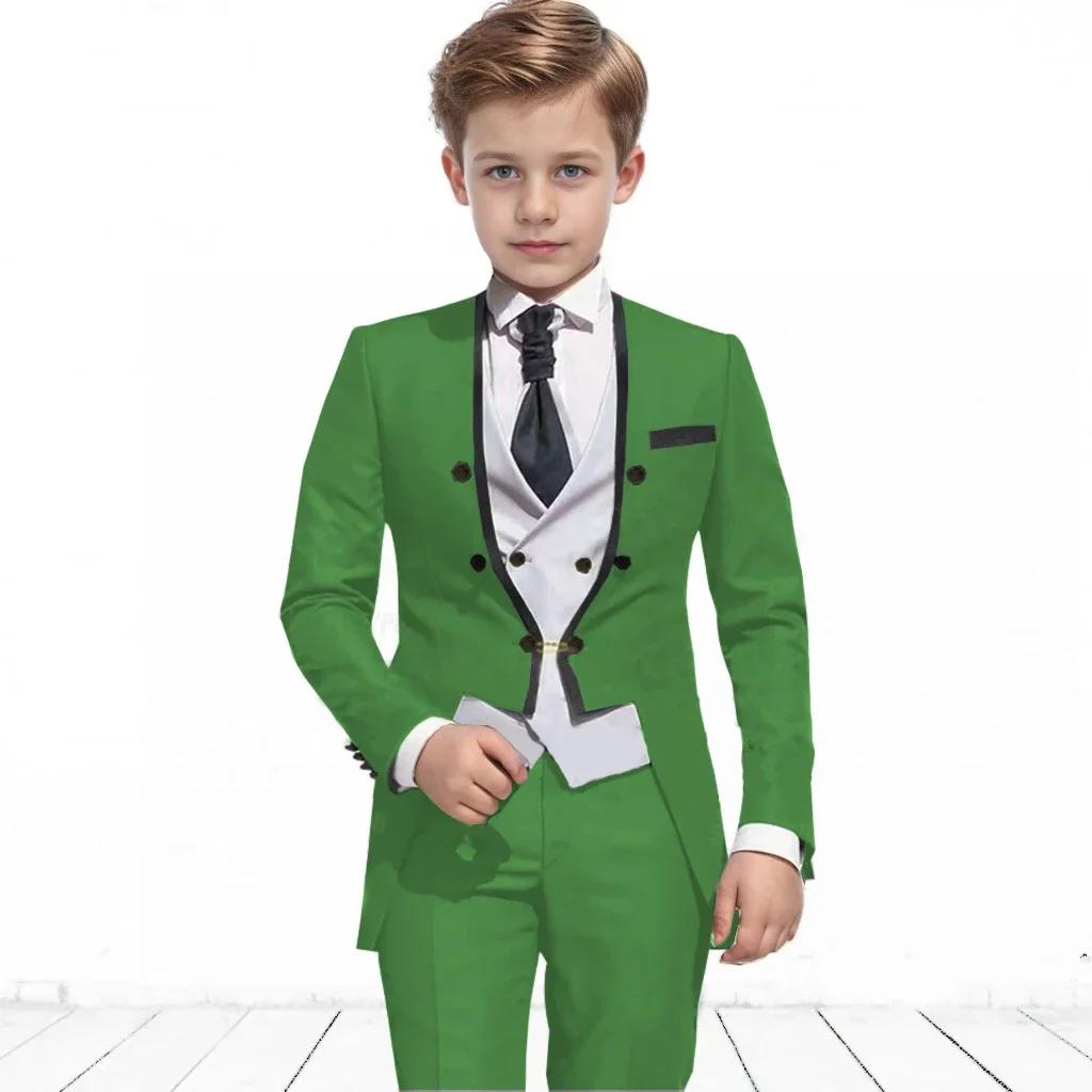 Costume formel pour garçon de 3 à 16 ans, manteau à fleurs avec pantalon, gilet pour spectacle, smok