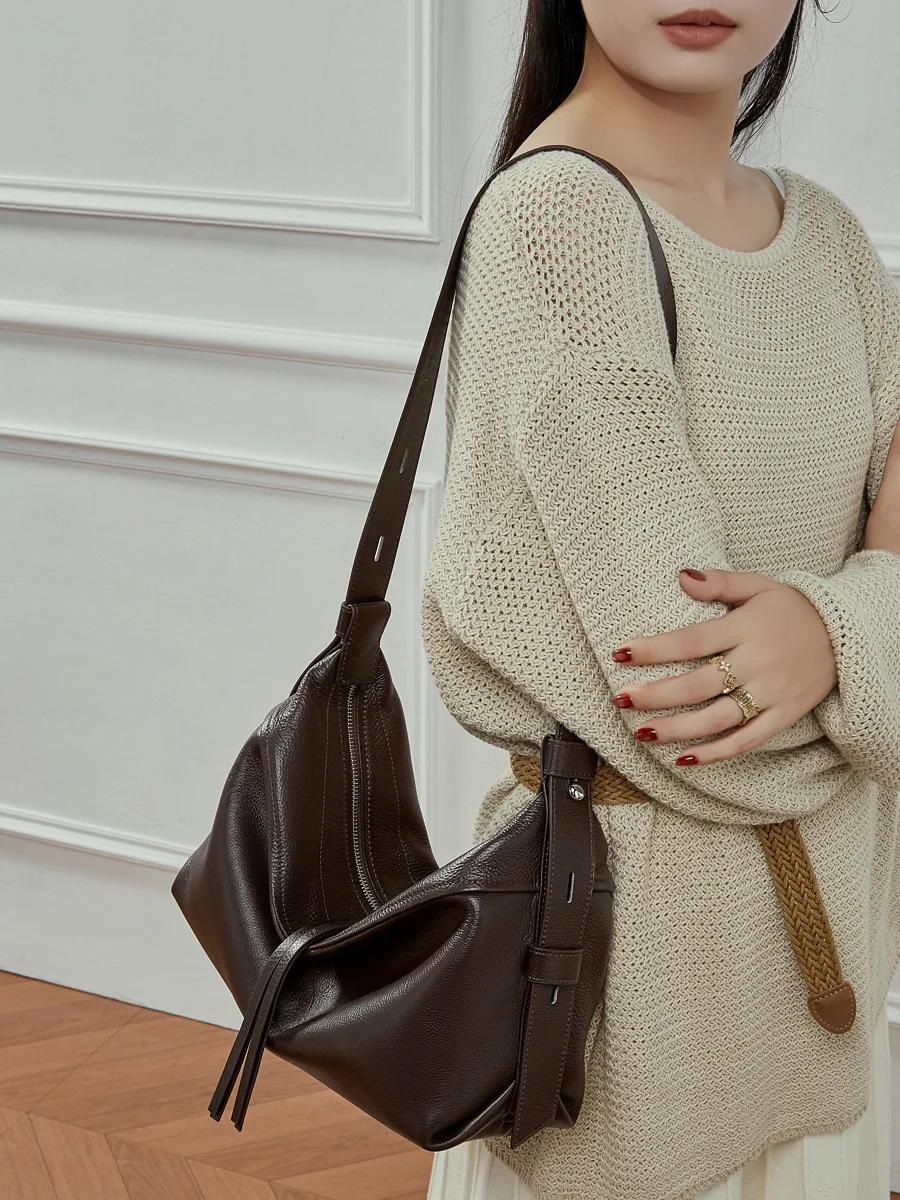 YANATARI sac de boulette en cuir souple sac en cuir souple grande capacité minimaliste sac à bandoul