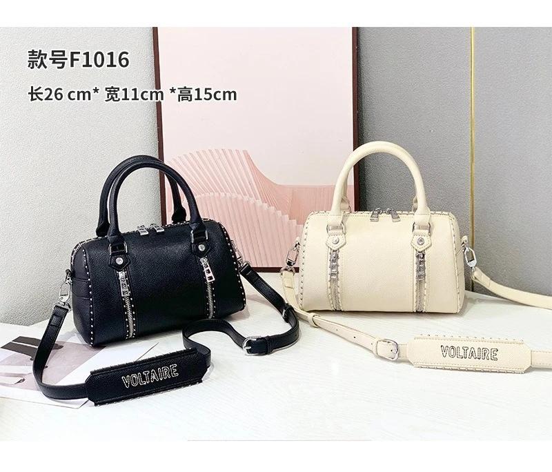 Nouveau style 2026 Sac Boston ZV pour femme - Sac bandoulière à poignée cloutée - Sac oreiller - Ave