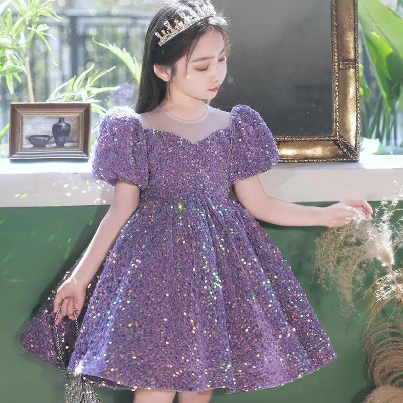 Robe de premier anniversaire pour bébé fille, robe de princesse à manches bouffantes pour filles (âg