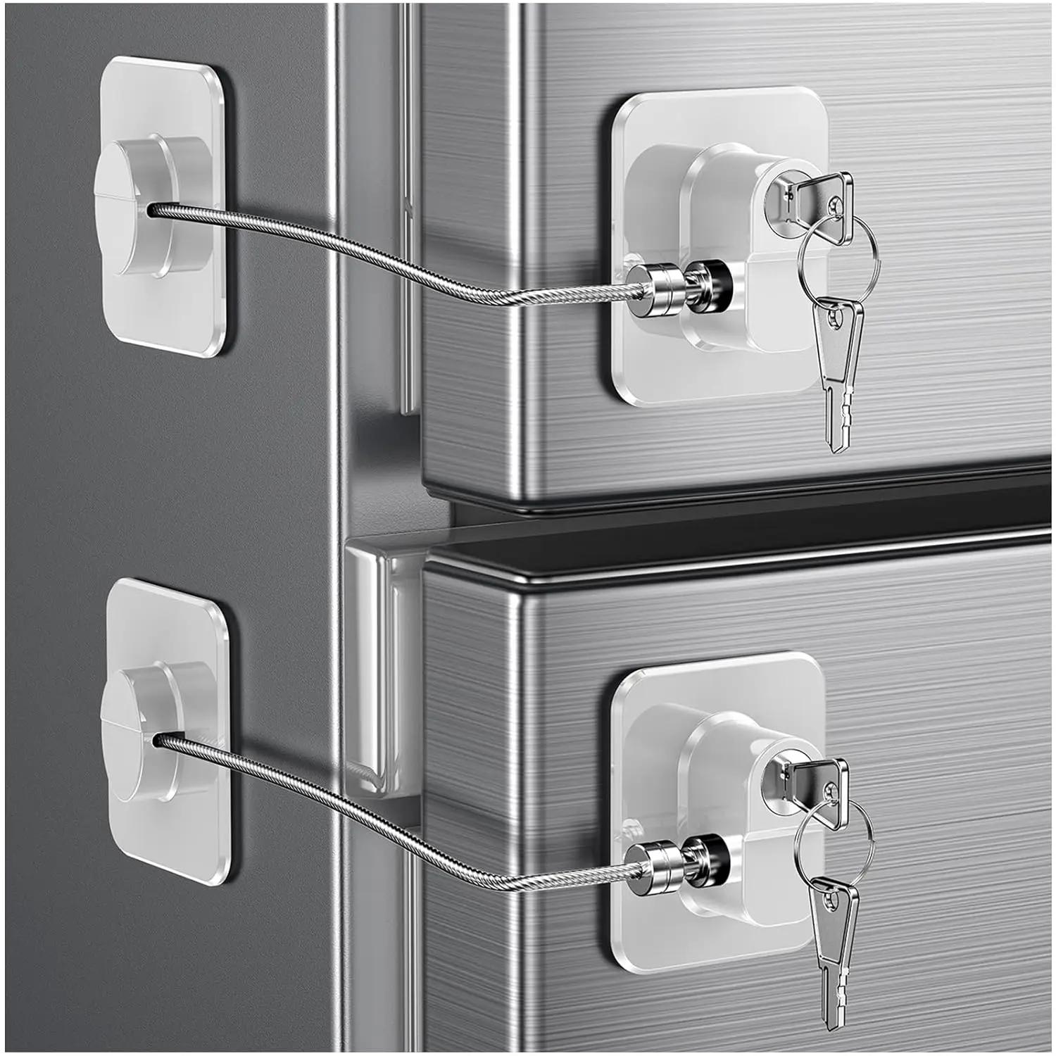2 Serrures de porte de réfrigérateur, verrous de sécurité enfant pour congélateur de cuisine, armoir