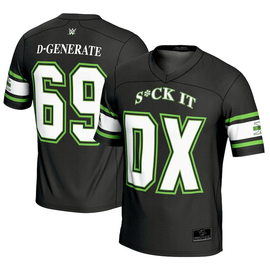 T-shirt de football noir pour hommes D-Generation X, mode classique, technologie sportive, adapté au
