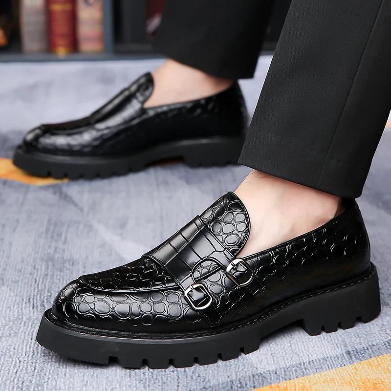 Mocassins de ville élégants et polyvalents pour hommes, style Derby anglais confortable, en cuir dur
