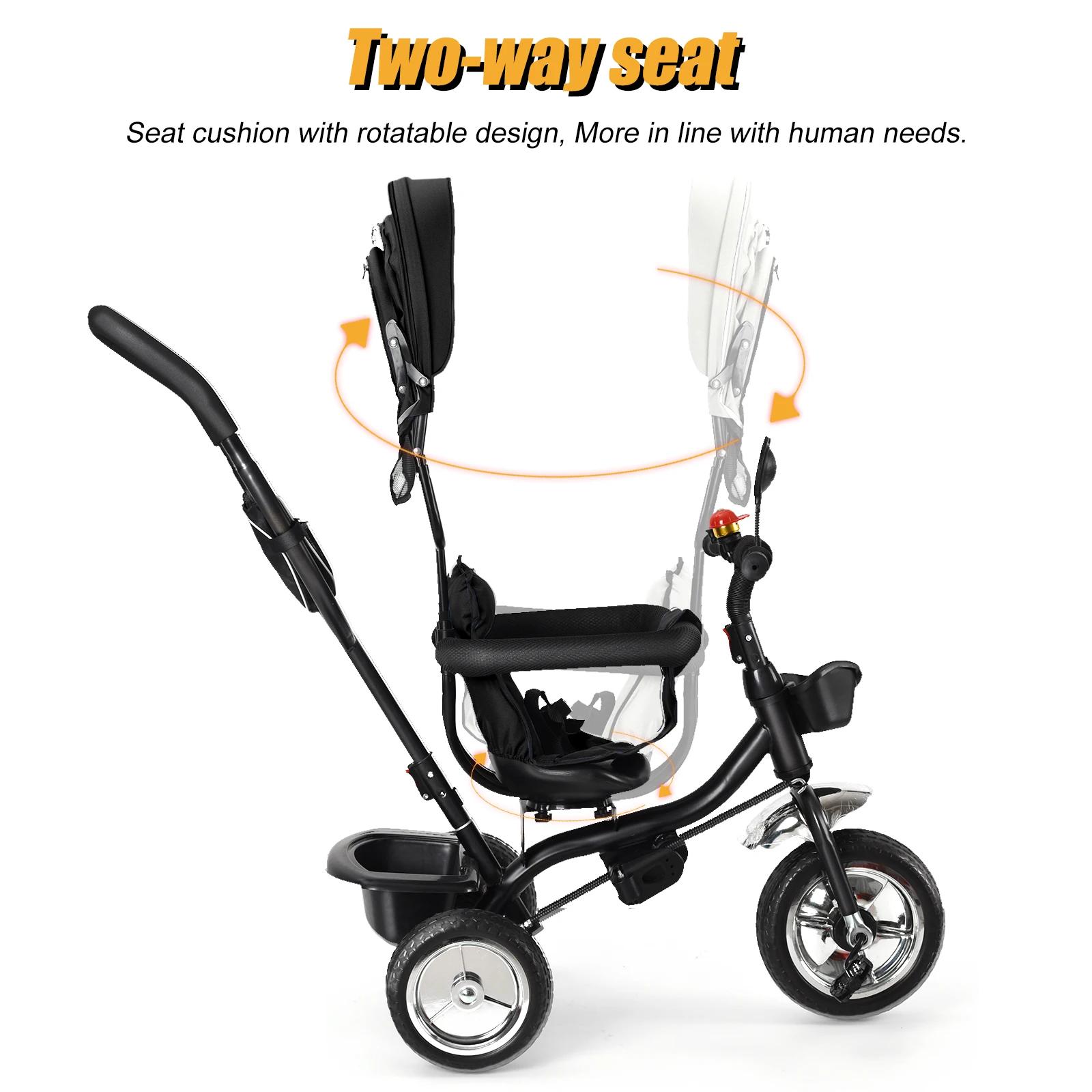 Tricycle bébé évolutif 1 à 5 ans, vélo pour les enfants plus âgés, siège réversible, grand panier et