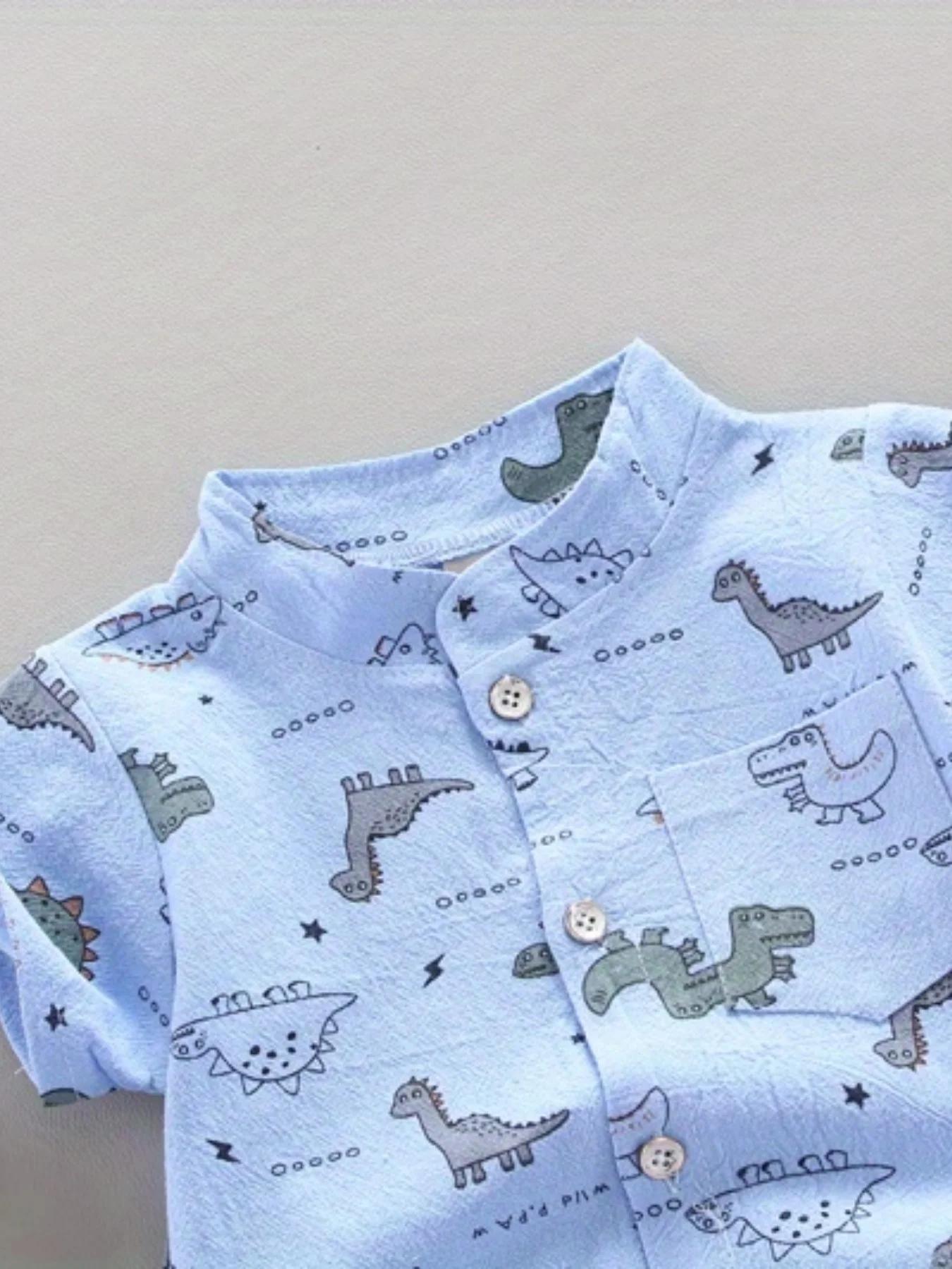 Ensemble d'été pour nourrissons et tout-petits, imprimé complet, petit motif de dinosaure, short à m
