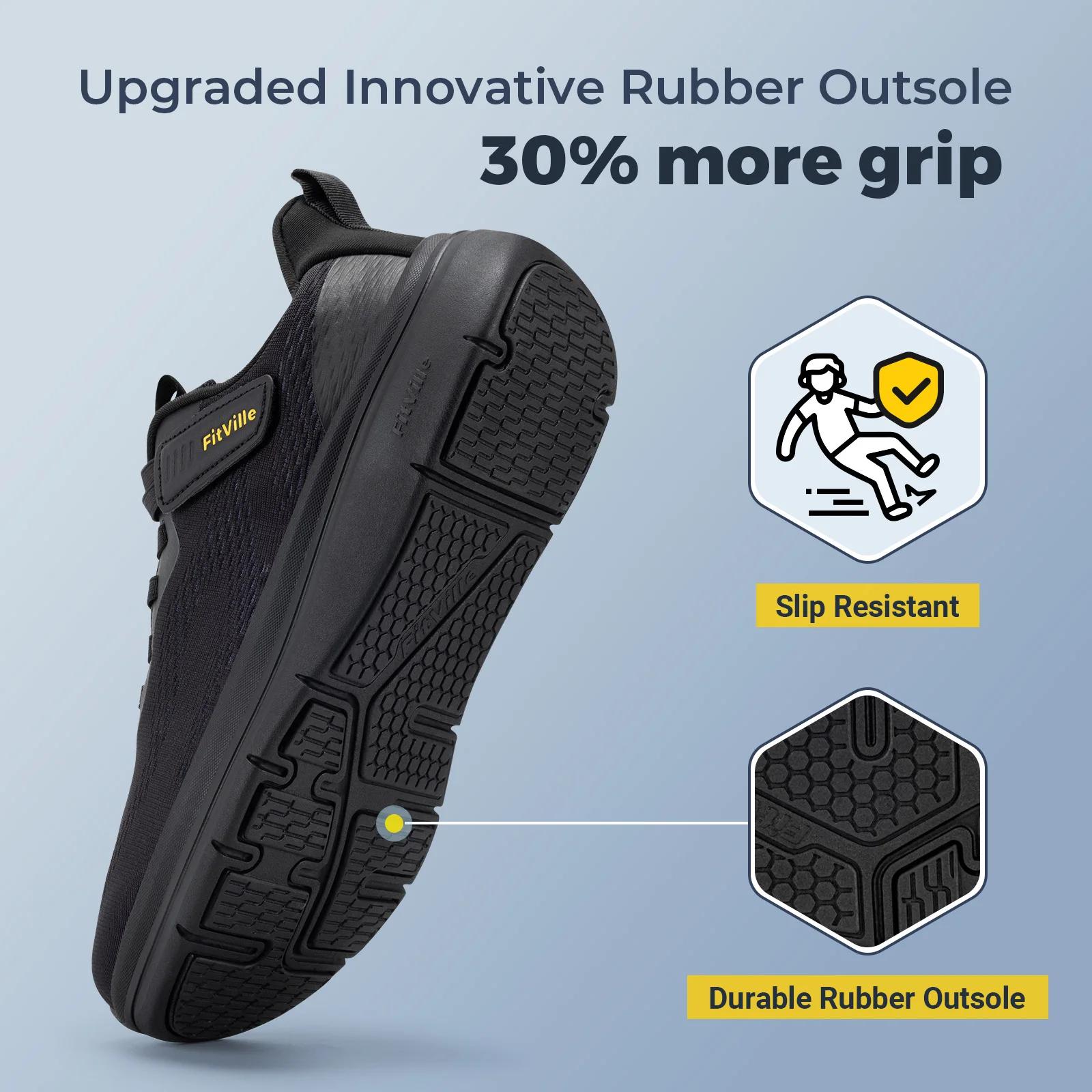 FitVille – chaussures de marche larges pour hommes, chaussures de course légères, baskets avec souti
