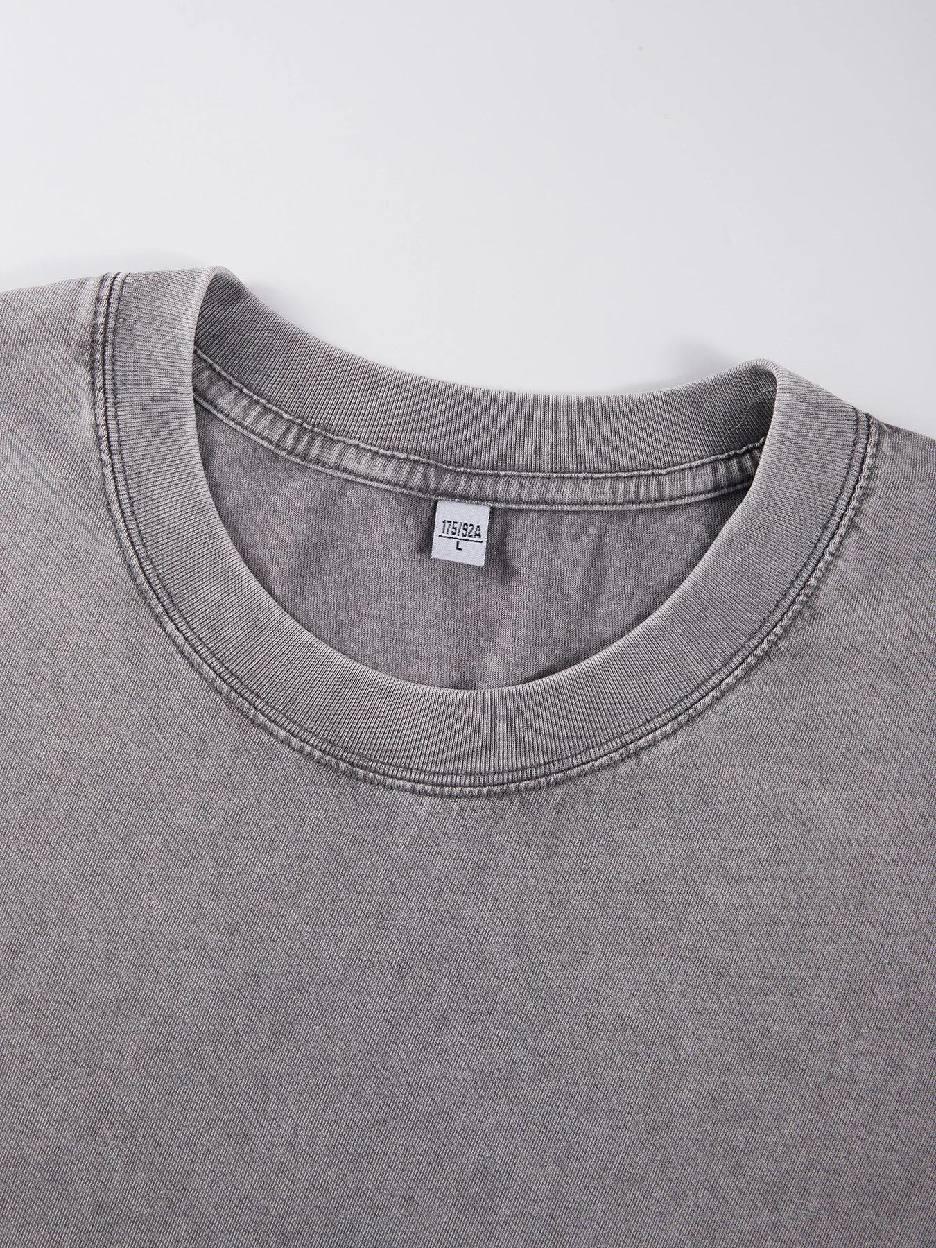 T-Shirts délavés à motif de plante pour hommes, en coton respirant, décontracté, doux, confortable,