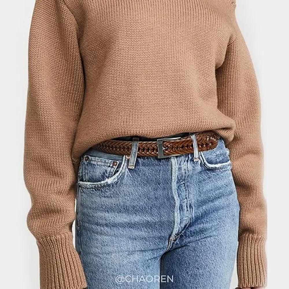 CHAOREN Ceintures tressées en cuir pour hommes Ceinture en cuir tissé décontractée pour pantalons ha