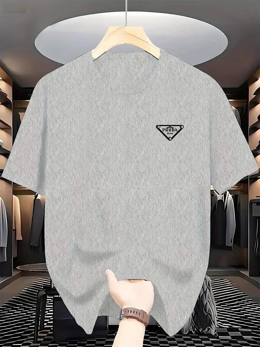 T-shirt imprimé pour homme, tendance mode milanaise 2026, marque internationale, coton pur, col rond