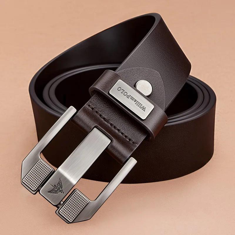 Ceinture décontractée pour homme, ceinture en cuir de vachette à boucle à ardillon tendance, ceintur