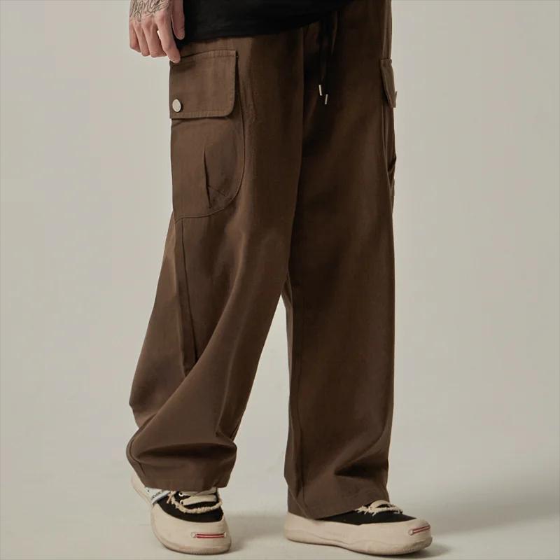 Pantalon de survêtement pour hommes, Vintage, japonais, jambes larges, droit, ample, boutons, grande