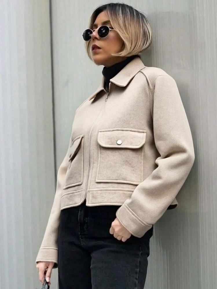 Veste à fermeture éclair pour femme SLTNX, nouvelle veste d'hiver à manches longues avec poches, ves