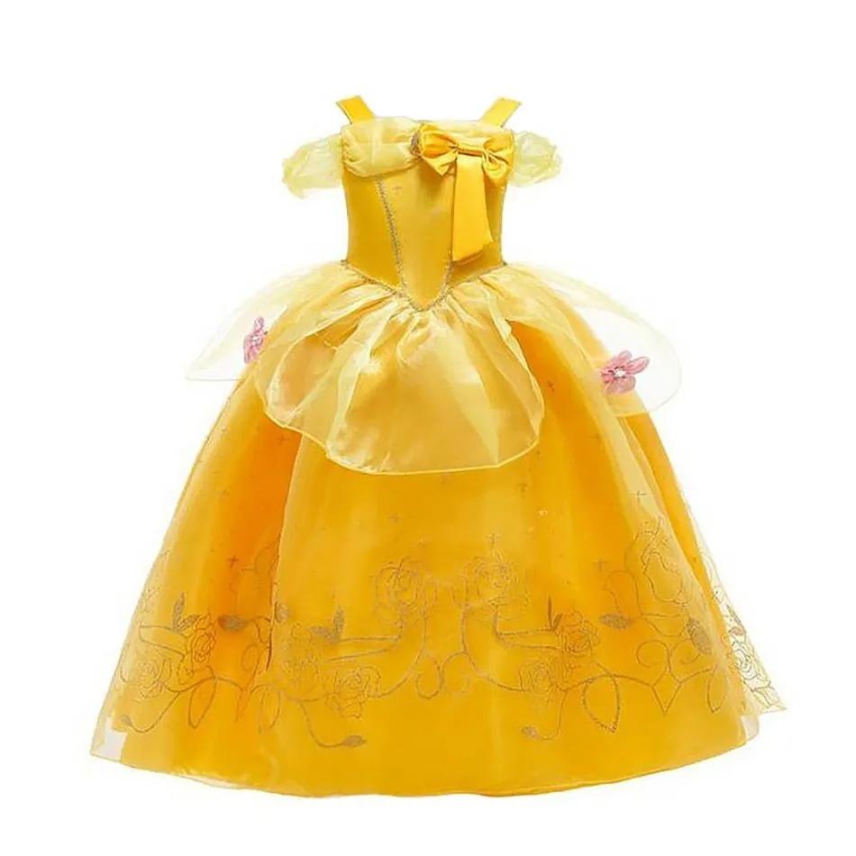 Robe de princesse pour filles, Costume de Cosplay Elsa Anna pour enfants, Jasmine Belle cendrillon a