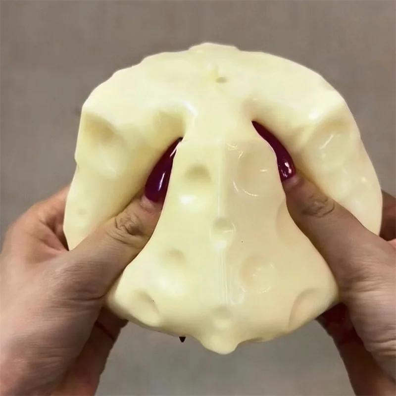 Balle anti-stress géante en forme de cube de fromage, jouet sensoriel ASMR non rebondissant, cadeau