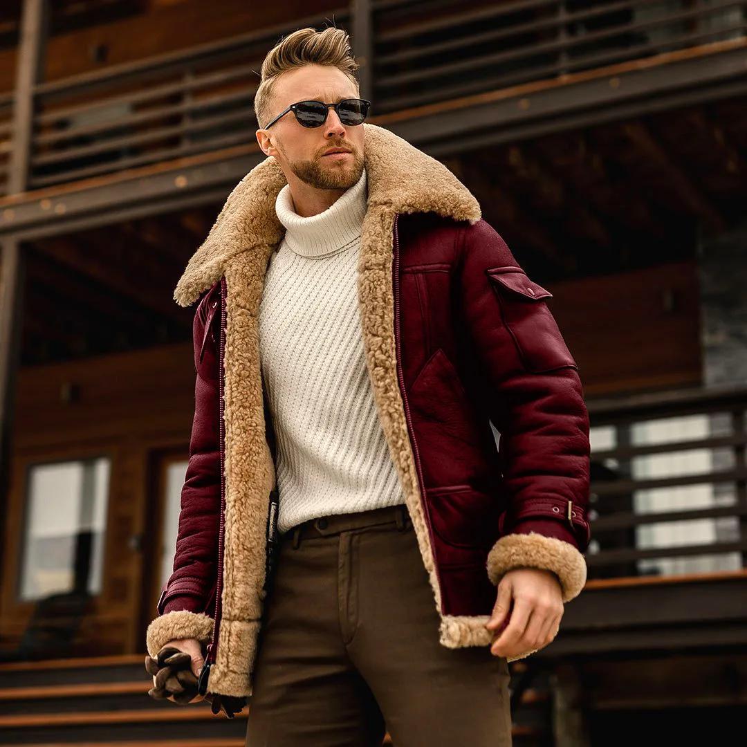 RAISE Veste d'hiver pour homme en polaire épaisse, style vintage, col rabattable, manteau cargo à ma