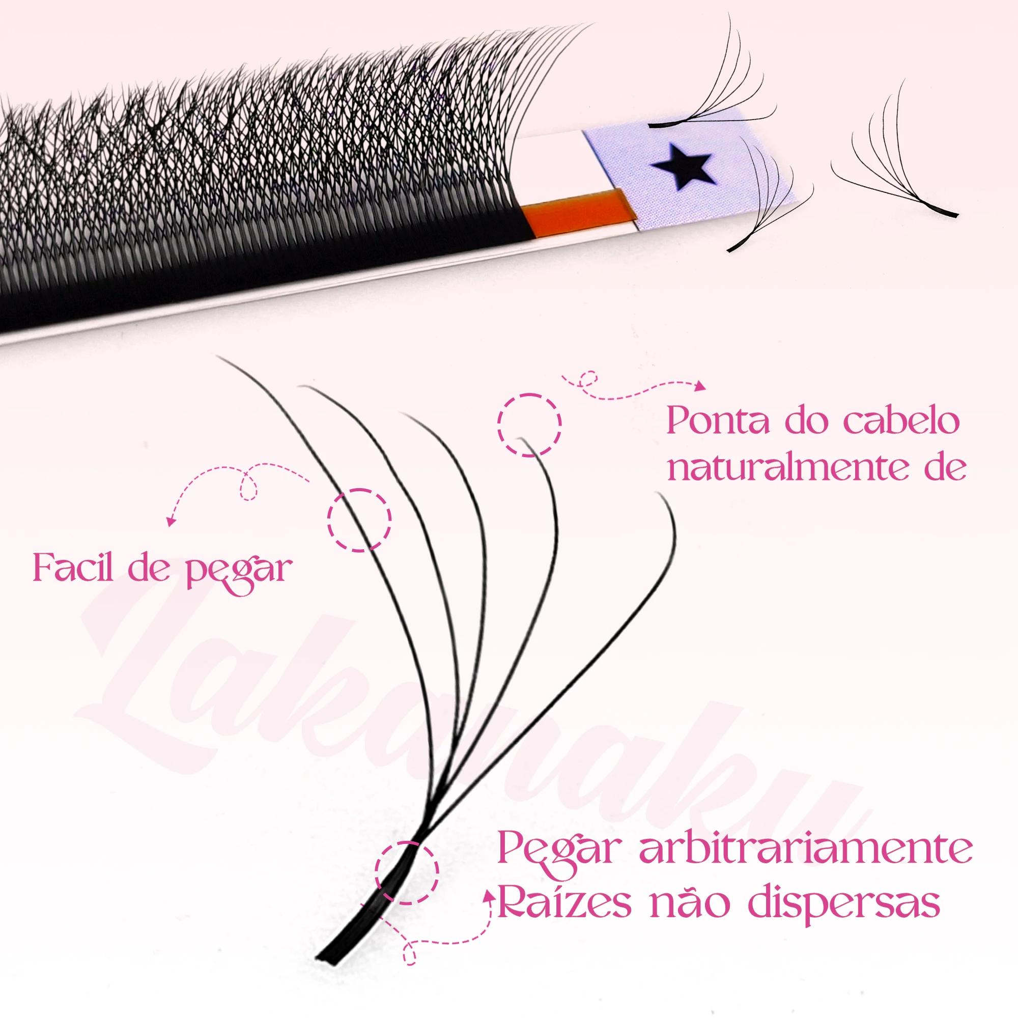 LAKANAKU 5D W Extension de cils Volume ventilateurs 6 plateaux Cilios W forme cils naturel doux maqu